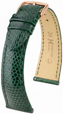 Leren horlogeband Hirsch London L 04266040-7, groen, hagedissenleer, lengte L, Quick Release