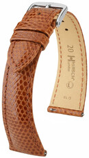 Leren horlogeband Hirsch London L 04266070-2, bruin, hagedisleer, lengte L, Quick Release