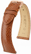 Leren horlogeband Hirsch London L 04266070-7, bruin, hagedisleer, lengte L, Quick Release