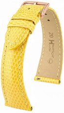 Leren horlogeband Hirsch London L 04266072-7, geel, hagedisleer, lengte L, Quick Release