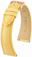 Leren horlogeband Hirsch London L 04266073-7, geel, hagedissenleer, lengte L, Quick Release