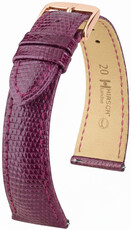 Leren horlogeband Hirsch London L 04266087-7, paars, hagedisleer, lengte L, Quick Release