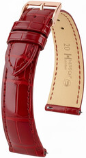Leren horlogeband Hirsch London L 04307020-7, rood, alligatorleer, lengte L, Quick Release
