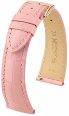 Leren horlogeband Hirsch London L 04307022-7, roze, alligatorleer, lengte L, Quick Release