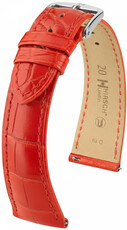 Leren horlogeband Hirsch London L 04307029-2, rood, alligatorenleer, lengte L, Quick Release