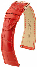 Leren horlogeband Hirsch London L 04307029-7, rood, alligatorenleer, lengte L, Quick Release