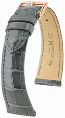 Leren horlogeband Hirsch London L 04307030-7, grijs, alligatorenleer, lengte L, Quick Release