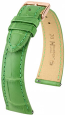 Leren horlogeband Hirsch London L 04307042-7, groen, alligatorleer, lengte L, Quick Release