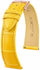 Leren horlogeband Hirsch London L 04307072-7, geel, alligatorenleer, lengte L, Quick Release