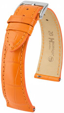 Leren horlogeband Hirsch London L 04307076-2, oranje, alligatorleer, lengte L, Quick Release