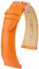 Leren horlogeband Hirsch London L 04307076-7, oranje, alligatorleer, lengte L, Quick Release