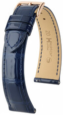 Leren horlogeband Hirsch London L 04307080-7, blauw, alligatorleer, lengte L, Quick Release