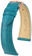 Leren horlogeband Hirsch London L 04307083-7, blauw, alligatorleer, lengte L, Quick Release