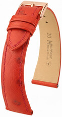 Leren riempje Hirsch Massai Ostrich 04262120-7, rood, struisvogel huid, Quick Release