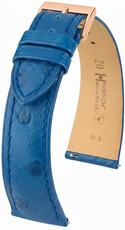 Leren riempje Hirsch Massai Ostrich 04262185-7, blauw, struisvogel huid, Quick Release