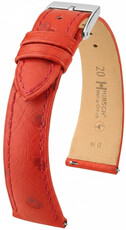 Leren riem Hirsch Massai Ostrich L 04262020-2, rood, struisvogelleer, lengte L, snelsluiting