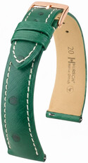 Leren horlogeband Hirsch Massai Ostrich L 04262041-7, groen, struisvogel leer, lengte L, Quick Release