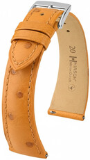 Leren horlogeband Hirsch Massai Ostrich L 04262075-2, bruin, struisvogelleer, lengte L, Quick Release