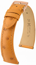 Leren horlogeband Hirsch Massai Ostrich L 04262075-7, bruin, struisvogelleer, lengte L, Quick Release