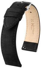 Leren horlogeband Hirsch Osiris Nubuk 03433150-2, zwart, kalfsleder, lengte M, Quick Release
