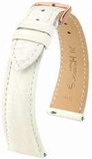 Leren riempje Hirsch Regent 04107109-7, wit, alligator huid, Quick Release