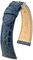 Leren riempje Hirsch Regent 04107189-2, blauw, alligator huid, Quick Release