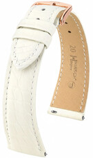 Leren horlogeband Hirsch Regent L 04107009-7, wit, alligatorleer, lengte L, Quick Release