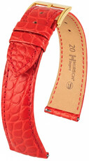 Leren horlogeband Hirsch Regent L 04107029-1, rood, alligatorleer, lengte L, Quick Release