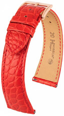 Leren horlogeband Hirsch Regent L 04107029-7, rood, alligatorleer, lengte L, Quick Release