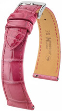 Leren horlogeband Hirsch London L 04207024-2, roze, alligatorleer, lengte L, Quick Release