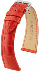 Leren horlogeband Hirsch London L 04207029-2, rood, alligatorsleer, lengte L, Quick Release