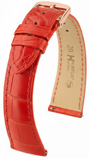 Leren horlogeband Hirsch London L 04207029-7, rood, alligatorsleer, lengte L, Quick Release