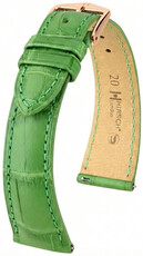 Leren horlogeband Hirsch London L 04207042-7, groen, alligatorleer, lengte L, Quick Release