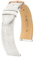 Leren riempje Hirsch Genuine Croco 01808100-7, wit, krokodillenhuid, Quick Release
