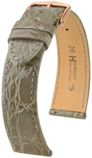 Leren horlogeband Hirsch Genuine Croco L 01808030-7, grijs, krokodillenleer, lengte L, Quick Release