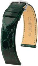 Leren horlogeband Hirsch Genuine Croco L 01808040-2, groen, krokodillenleer, lengte L, Quick Release
