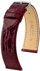 Leren horlogeband Hirsch Genuine Croco L 01808060-2, rood, krokodillenleer, lengte L, Quick Release