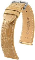 Leren horlogeband Hirsch Genuine Croco L 01808090-2, beige, krokodillenleer, lengte L, Quick Release