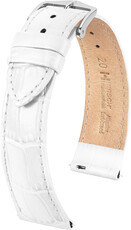 leren horlogeband Hirsch Louisianalook L 03427000-2, wit, kalfleer, lengte L, Quick Release