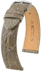 Leren riempje Hirsch Genuine Croco 01808130-2, grijs, krokodillenhuid, Quick Release