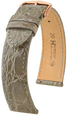 Leren riempje Hirsch Genuine Croco 01808130-7, grijs, krokodillenhuid, Quick Release