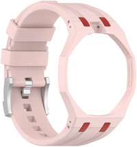 Siliconen horlogeband Ricardo Pinzolo (voor Swatch Royal Pop), Pink, met etui, kroon op 12u
