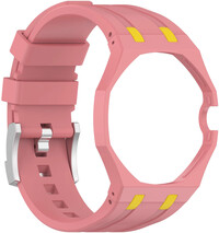 Siliconen horlogeband Ricardo Pinzolo (voor Swatch Royal Pop), Pink, met etui, kroon op 3u