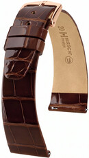 Leren horlogeband Hirsch Prestige L 02207010-7, bruin, alligatorenleer, lengte L, Quick Release