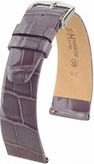 Leren horlogeband Hirsch Prestige L 02207012-2, paars, alligatorenleer, lengte L, Quick Release