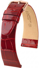 Leren horlogeband Hirsch Prestige L 02207020-7, rood, alligatorleer, lengte L, Quick Release
