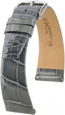 Leren horlogeband Hirsch Prestige L 02207030-2, grijs, alligatorleer, lengte L, Quick Release