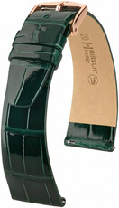 Leren horlogeband Hirsch Prestige L 02207041-7, groen, alligatorleer, lengte L, Quick Release