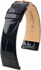 Leren horlogeband Hirsch Prestige L 02207050-7, zwart, alligatorleer, lengte L, Quick Release
