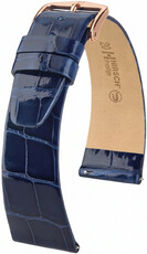 Leren horlogeband Hirsch Prestige L 02207080-7, blauw, alligatorsleer, lengte L, Quick Release